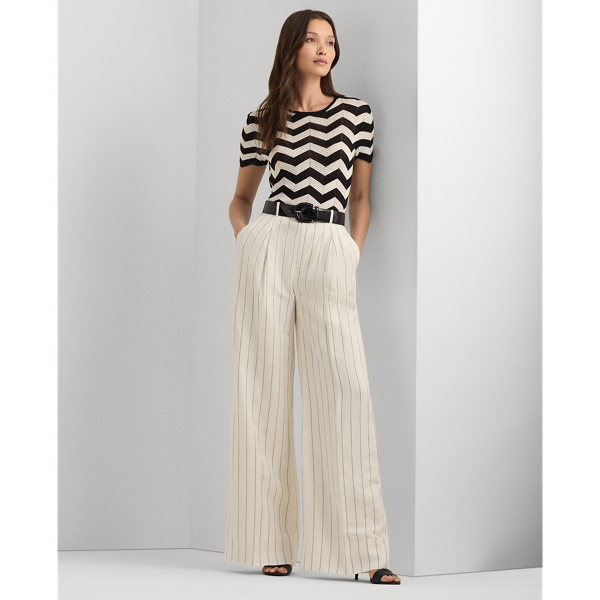 Black/Mascarpone Cream Chevron Short-Sleeve Sweater Lauren 4