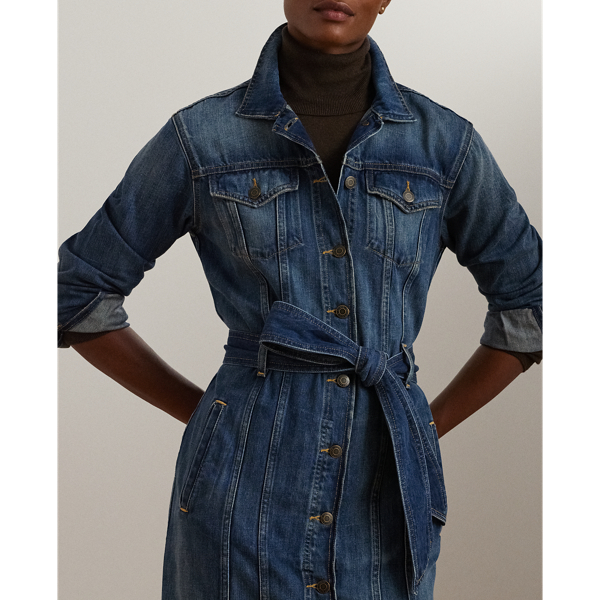Denim-Hemdkleid mit G&uuml;rtel Lauren in Ernte-Waschung 6