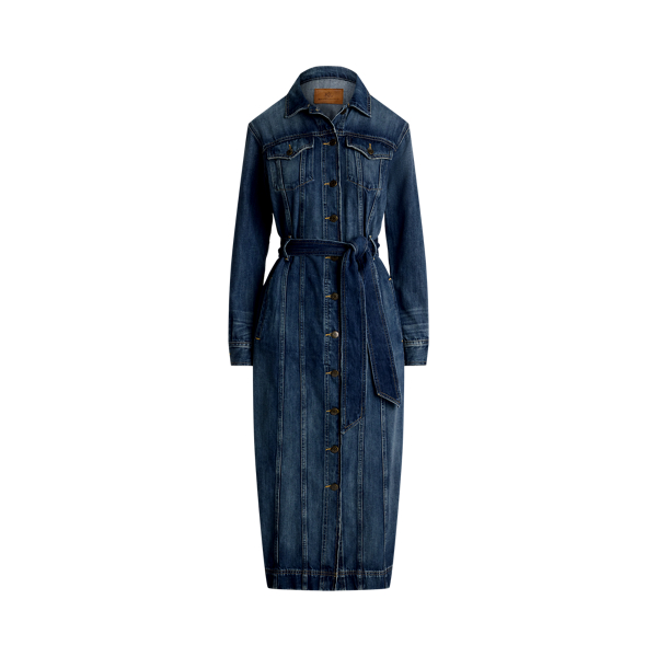 Belted denim shirt dress hotsell