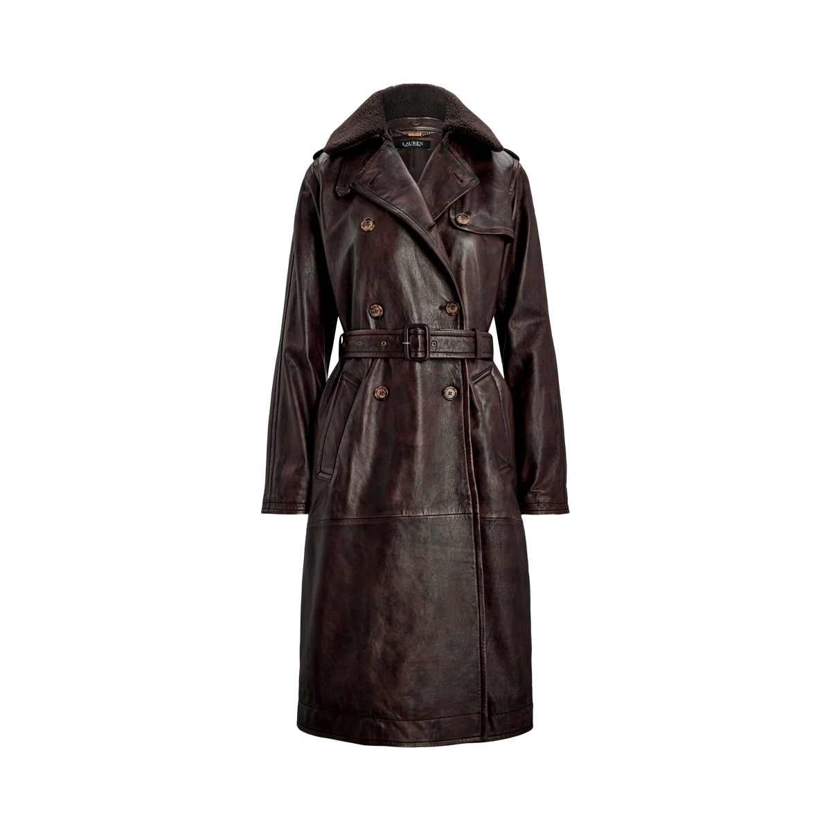 Belted Burnished Lambskin Trench Coat
