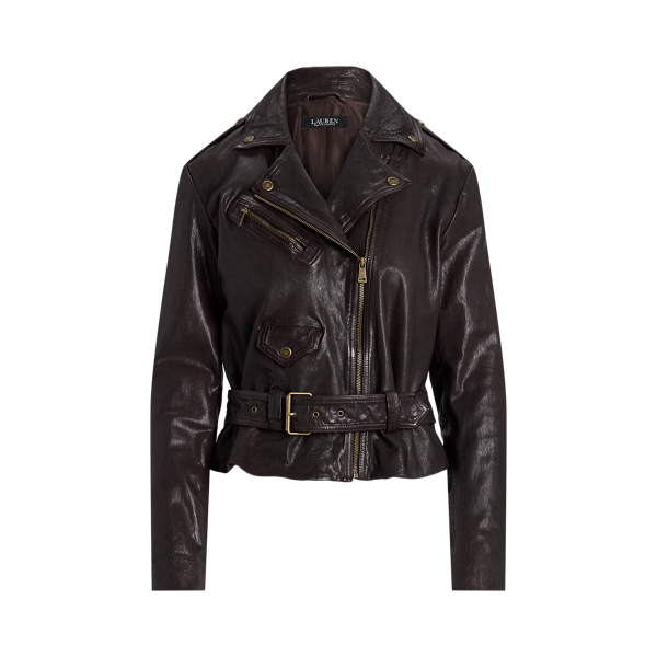 Ralph lauren leather jacket womens online