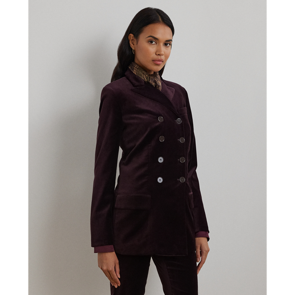 Royal Claret Velvet Double-Breasted Velvet Blazer Lauren 1