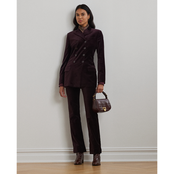 Royal Claret Velvet Stretch Velvet Straight-Leg Pant Lauren 1