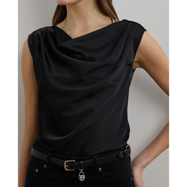 売れ筋商品|||ラルフローレン シャツ レディース トップス SATIN CHARMEUSE OFF THE SHOULDER BLOUSE - Blouse - black Satin Charmeuse Off-the-Shoulder Blouse for Women | Ralph