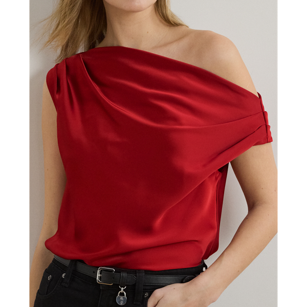 売れ筋商品|||ラルフローレン シャツ レディース トップス SATIN CHARMEUSE OFF THE SHOULDER BLOUSE - Blouse - black Satin Charmeuse Off-the-Shoulder Blouse for Women | Ralph