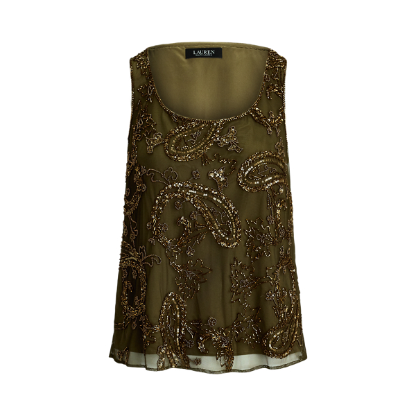 Paisley Sequinned Mesh Sleeveless Top Lauren 1
