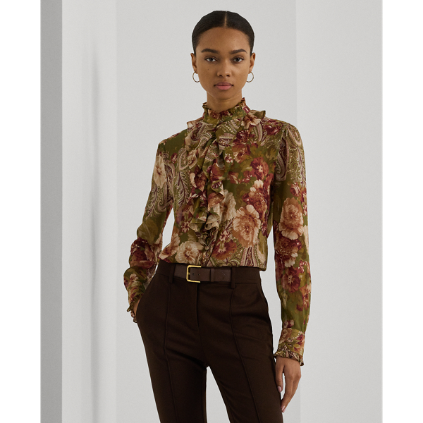 Ruffle floral blouse on sale