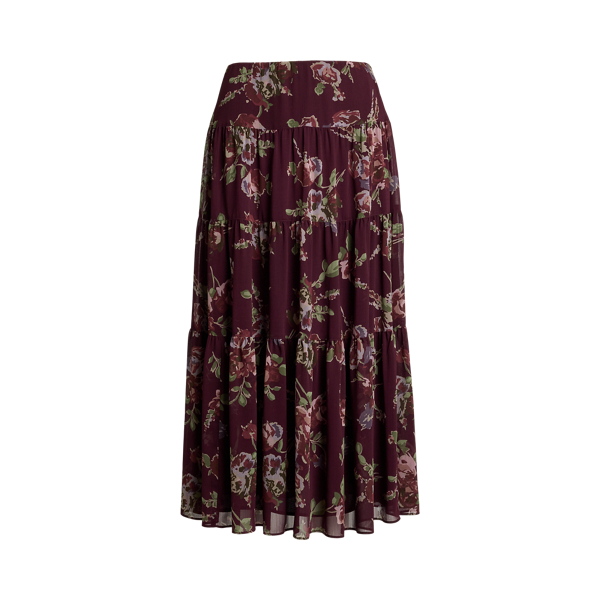 Floral Crinkle Georgette Tiered Skirt