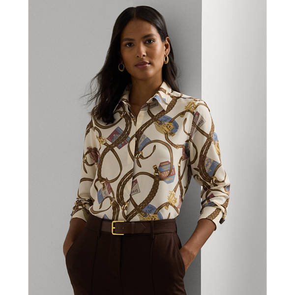 Classic Fit Belting-Print Crepe Shirt