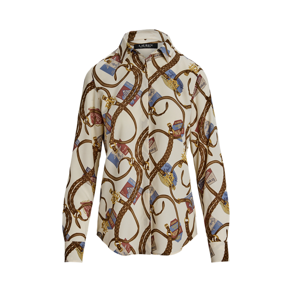 Classic Fit Belting Print Crepe Shirt for Women Ralph Lauren BH