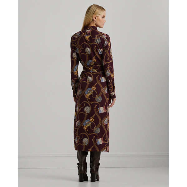 Belting Print Crepe Shirtdress