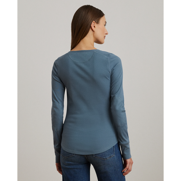 Blue Dusk Stretch Cotton Long-Sleeve Henley Tee Lauren 5