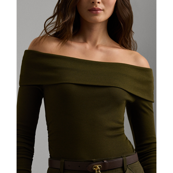 Schulterfreies Oberteil mit Baumwolle Lauren in Botanik-Gr&uuml;n 6