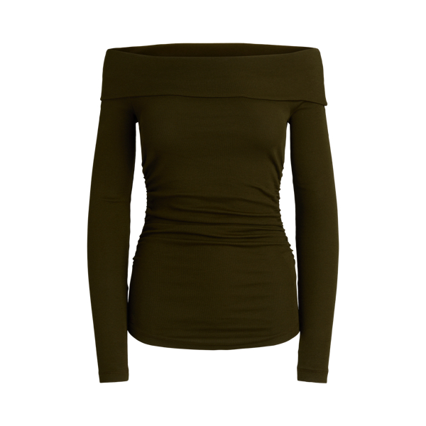 Schulterfreies Oberteil mit Baumwolle Lauren in Botanik-Gr&uuml;n 2