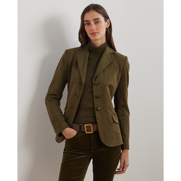 Botanic Green/Brown Herringbone Jacquard Blazer Lauren 1