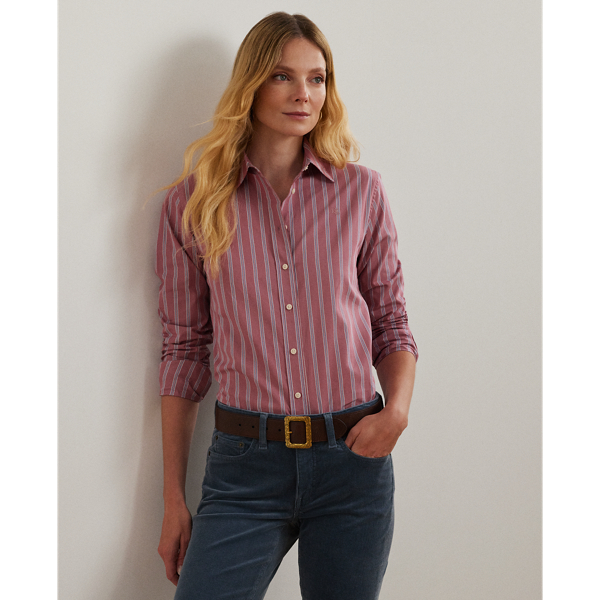 Blush Multi Classic Fit Striped Broadcloth Shirt Lauren 1