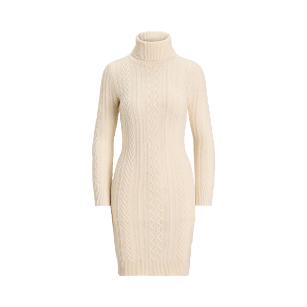 Vestido de malha gola alta, l&atilde; caxemira