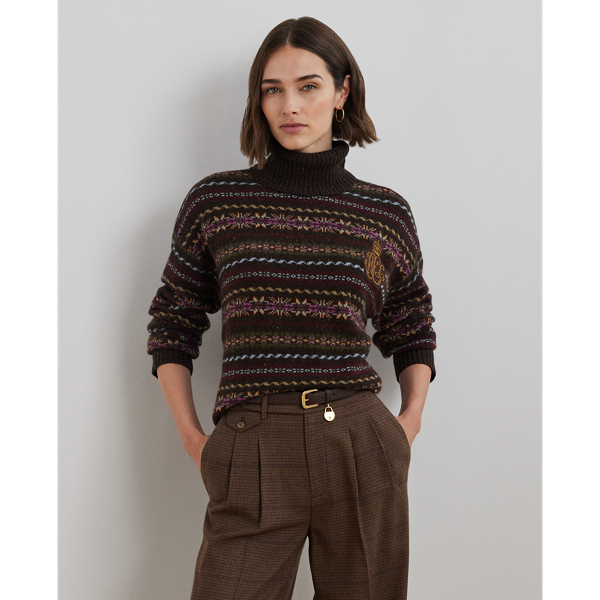 Multi Fair Isle Wool-Blend Turtleneck Sweater Lauren 1