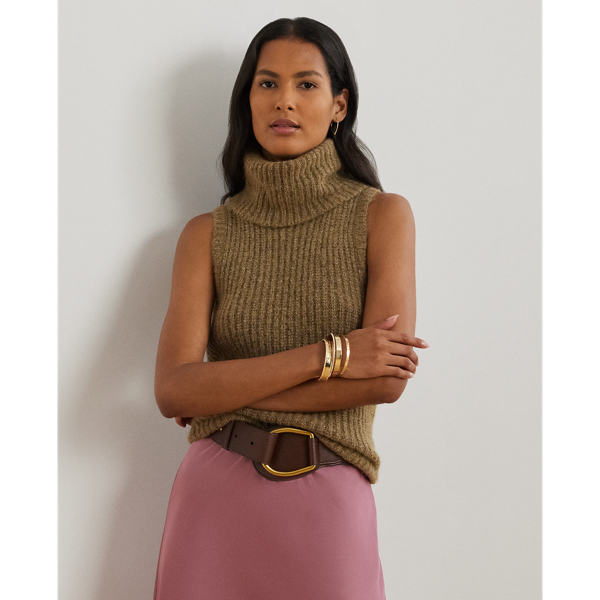 Wool Blend Sleeveless Roll Neck Jumper