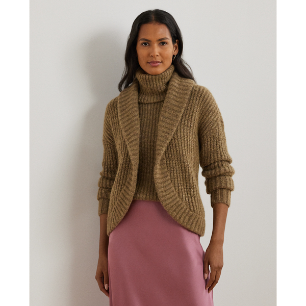 Rib Knit Shawl Collar Cardigan