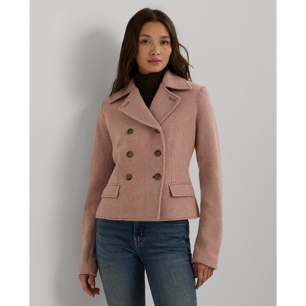 Rose Blush Double-Breasted Herringbone Coat Lauren 1