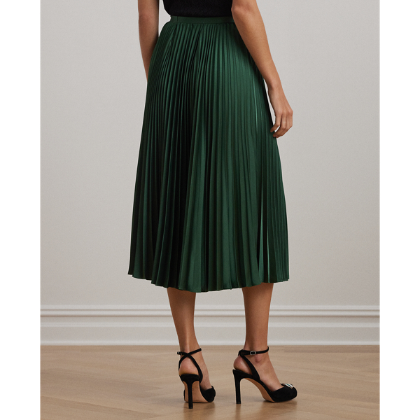 Isle Green Pleated Satin Charmeuse Skirt Lauren 5