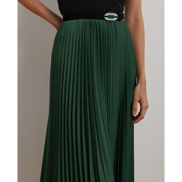 Pleated Satin Charmeuse Skirt
