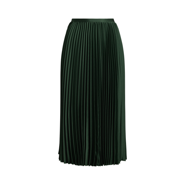 Isle Green Pleated Satin Charmeuse Skirt Lauren 2