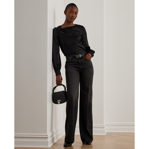 Cutout-Bluse aus Satin-Charmeuse Lauren in Schwarz 4