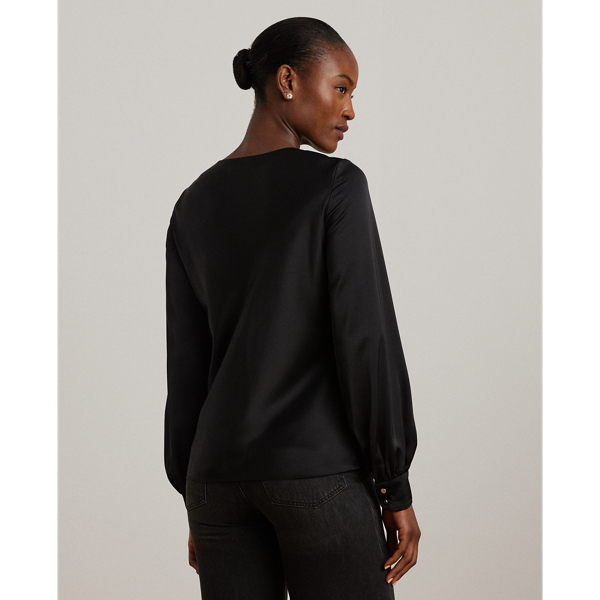 Cutout-Bluse aus Satin-Charmeuse Lauren in Schwarz 5