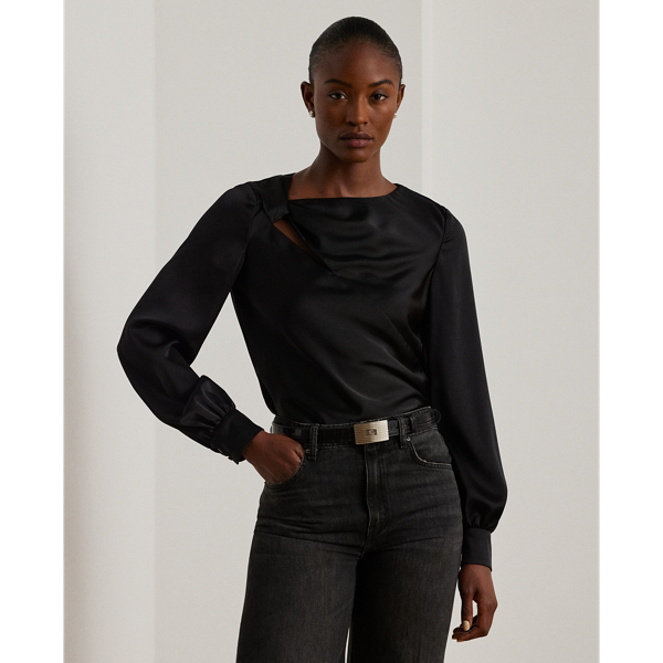 Cutout-Bluse aus Satin-Charmeuse Lauren in Schwarz 7