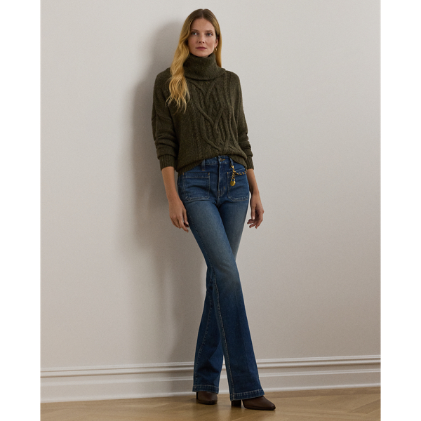 Botanic Green Donegal Aran-Knit Wool-Blend Turtleneck Sweater Lauren 4
