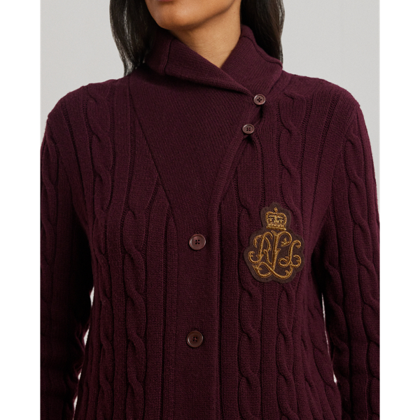 Bullion Cable Knit Shawl Collar Cardigan for Women Ralph Lauren BE