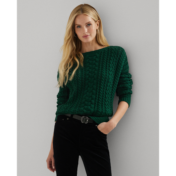 Cable-Knit Cotton-Blend Sweater