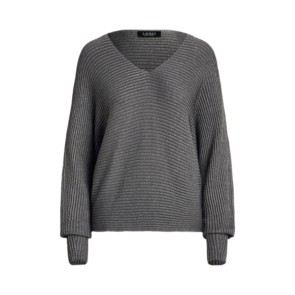 Metallic Rib Knit Dolman Sleeve Jumper
