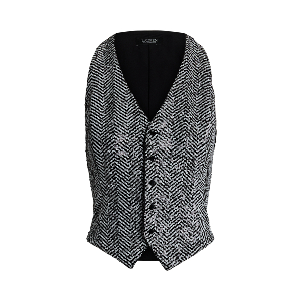 Black and white herringbone vest hot sale