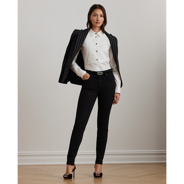 White Bib-Front Cotton Broadcloth Shirt Lauren 4