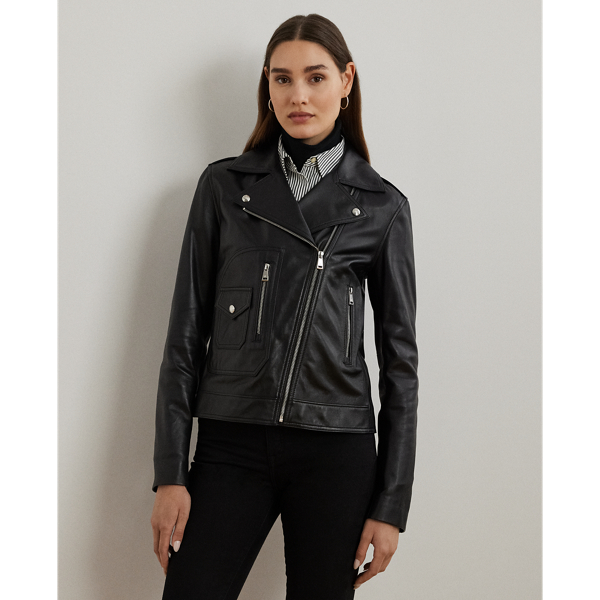 Black Lambskin Moto Jacket Lauren 1