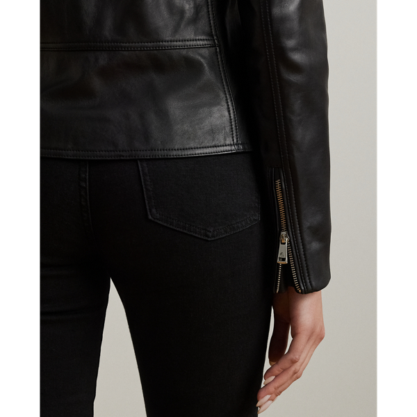 Black Lambskin Moto Jacket Lauren 7