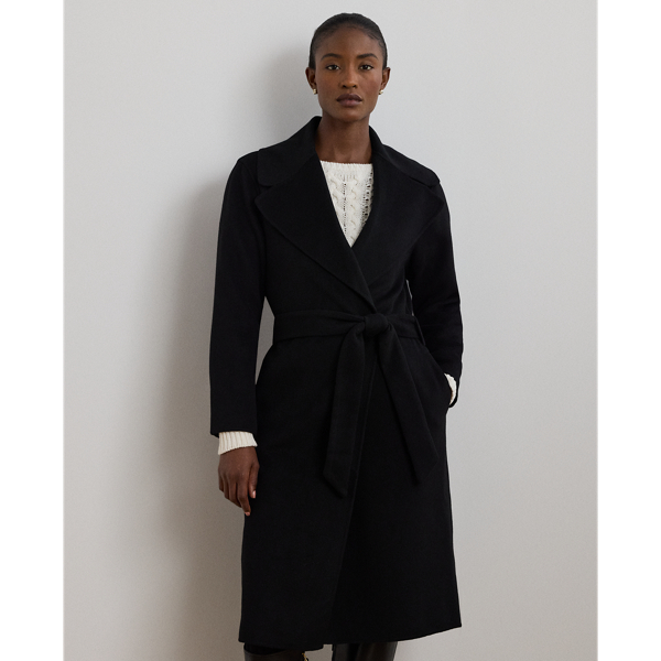 Double Faced Wool Blend Wrap Coat