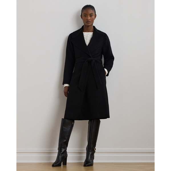 Lauren Ralph Lauren Belted Long Wrap Wool high quality Coat