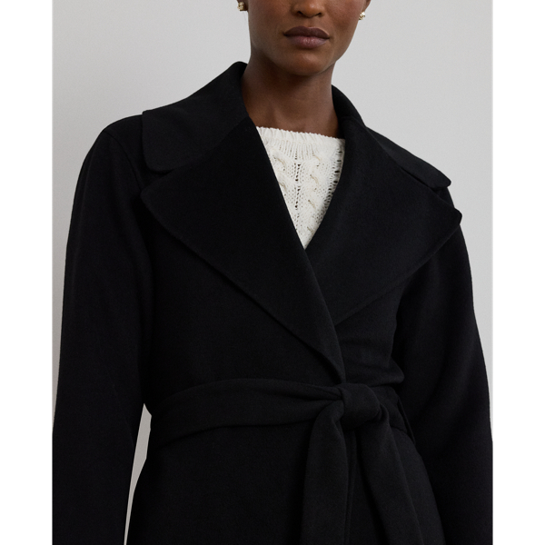 Double Faced Wool Blend Wrap Coat