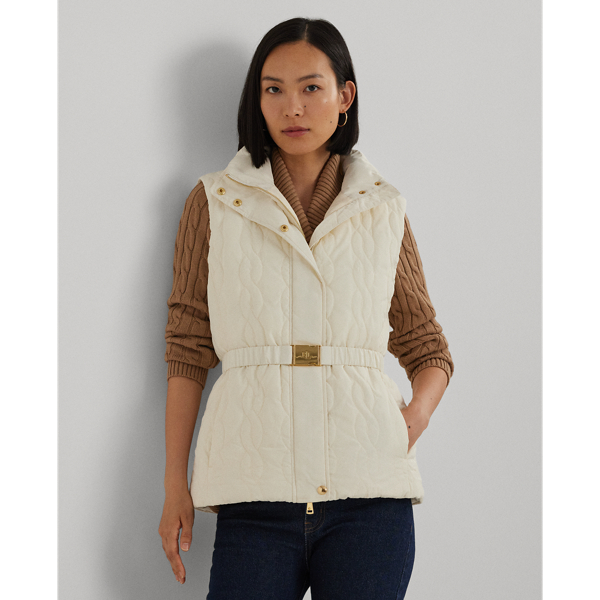 Cable Quilted Tweed Down Vest