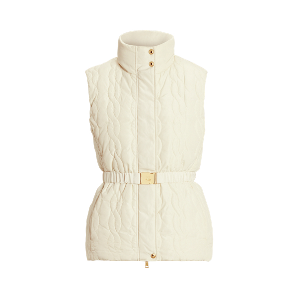 Cable-Quilted Tweed Down Gilet