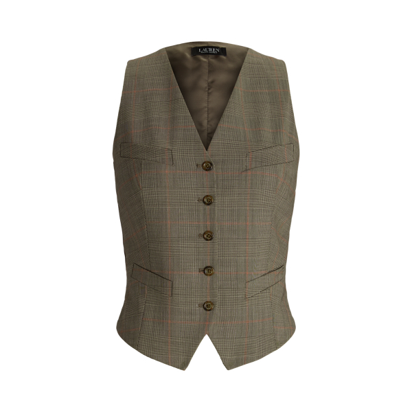 Glen Check Stretch Wool Waistcoat