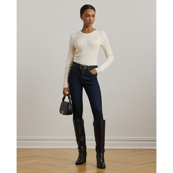 Baumwollpullover mit Zopfmuster Lauren in Mascarpone-Creme 4