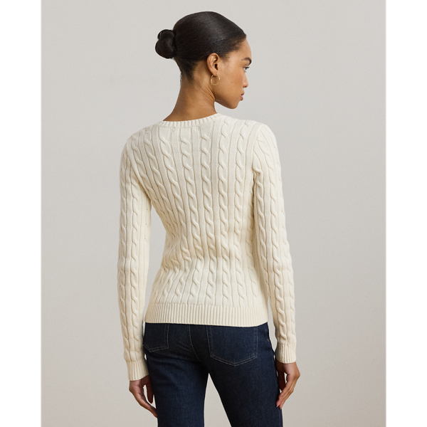 Baumwollpullover mit Zopfmuster Lauren in Mascarpone-Creme 5