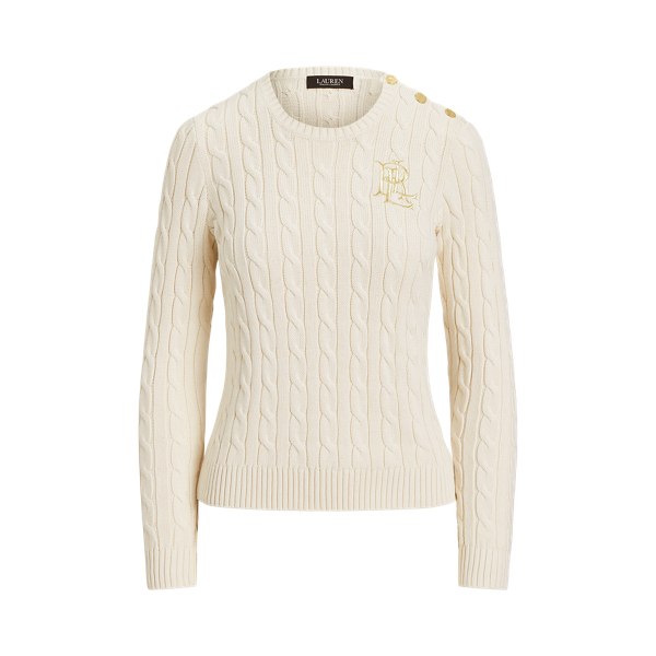 Baumwollpullover mit Zopfmuster Lauren in Mascarpone-Creme 2