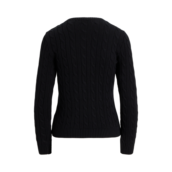 Baumwollpullover mit Zopfmuster Lauren in Schwarz 2