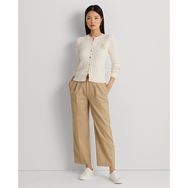 Baumwollstrickjacke mit Zopfmuster Lauren in Mascarpone-Creme 4